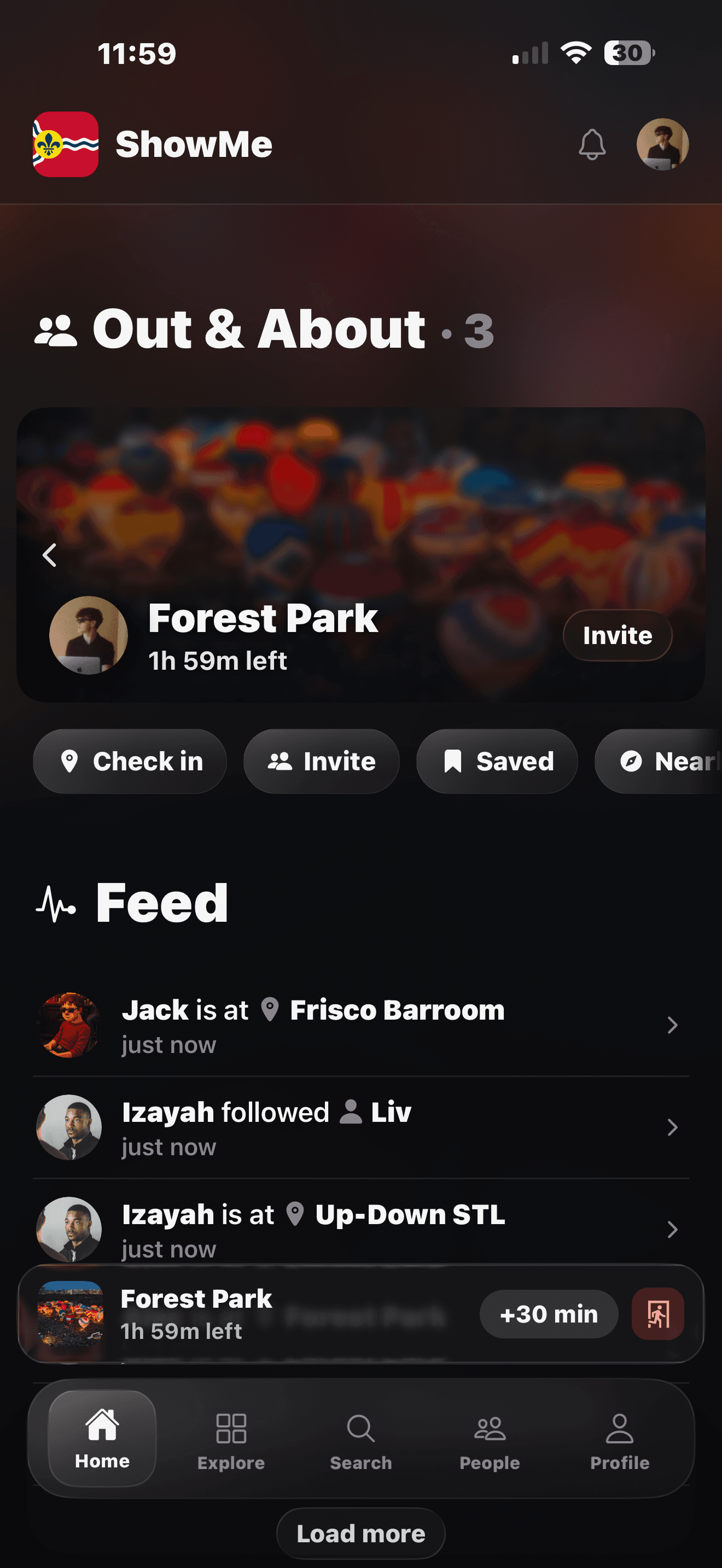 App home screen
